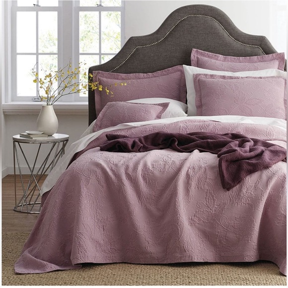 The Company Store Pair of Putnam Matelassé Cotton Euro Pillow Shams in Wisteria - Picture 2 of 13